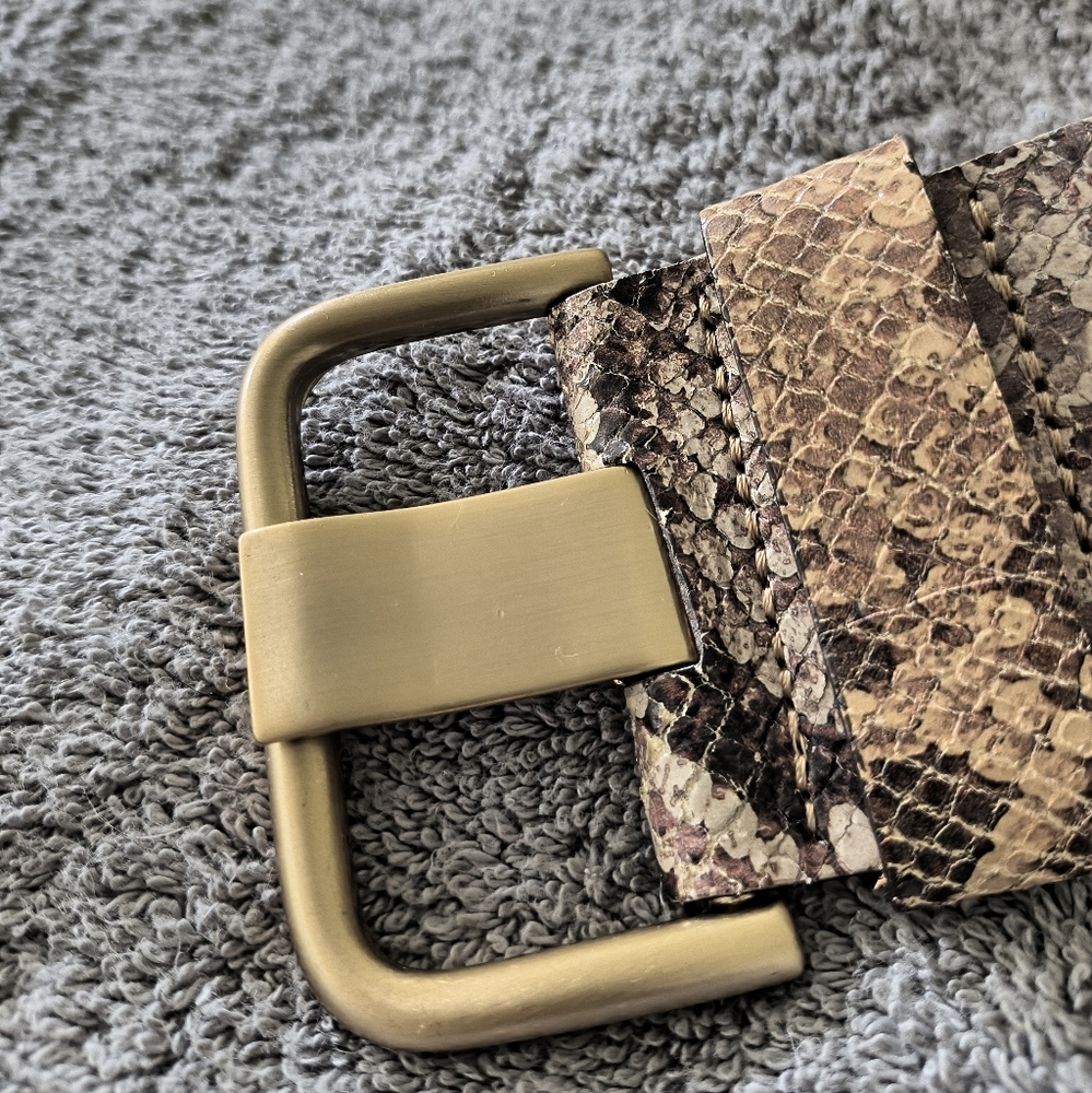 Banana Republic Snake Print Belt with Gold Buckle - Picture 2 of 12